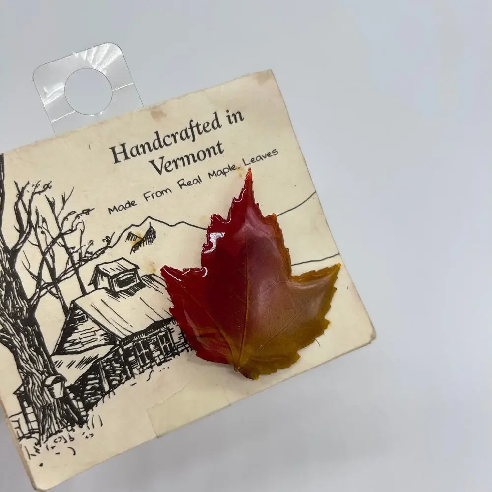 NWT Vermont Maple Leaf Brooch Handmade Unique Autumn Fall Jewelry Accessories